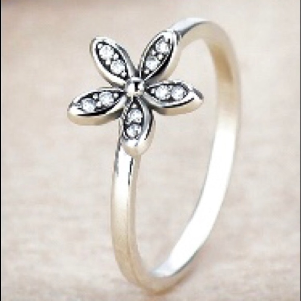 CZ Flower Sterling Silver Ring, 5,6,7 or 8 NWT